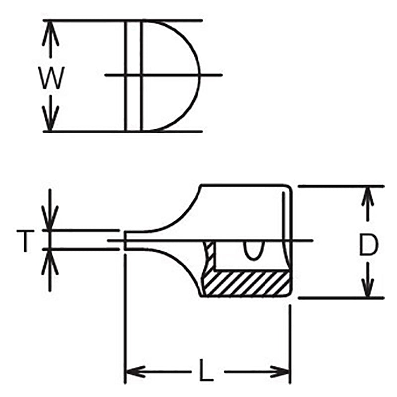Douille à embout carré 1/2" fendue 3,7 x 24 mm, longueur 40 mm 