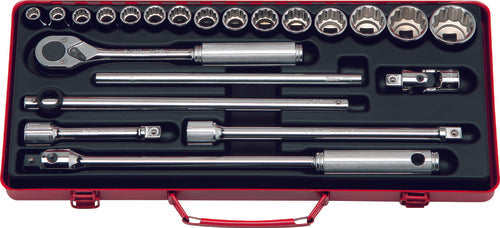 Jeu de douilles SAE 12 pans 1/2" de 22 pièces (3/8" à 1 1/4") 
