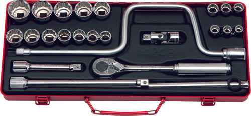 Jeu de douilles métriques 12 pans 1/2 pouce carré, 24 pièces, 10-32 mm 
