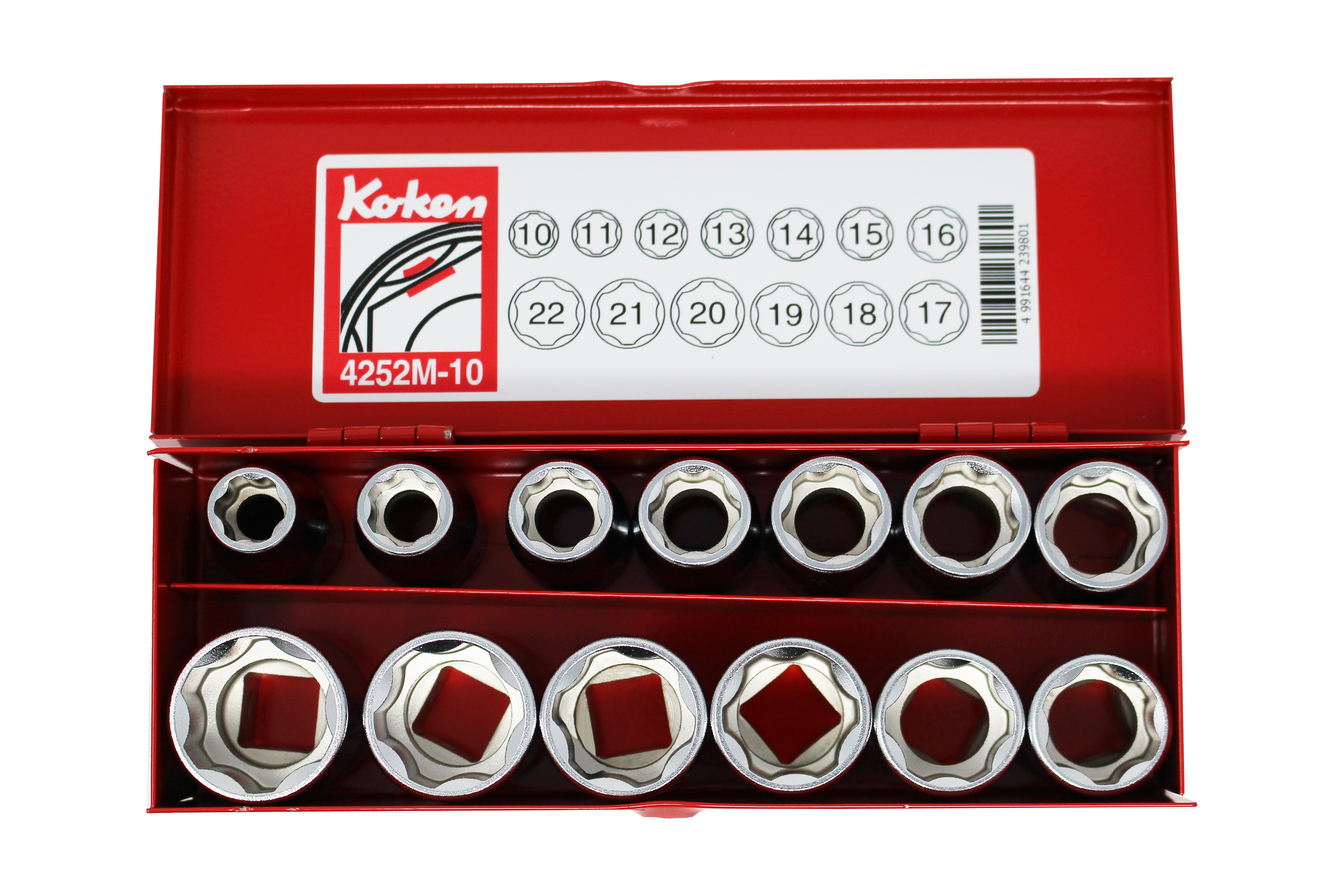 Jeu de 13 douilles métriques 6 pans à entraînement de surface 1/2" (10-22 mm) 
