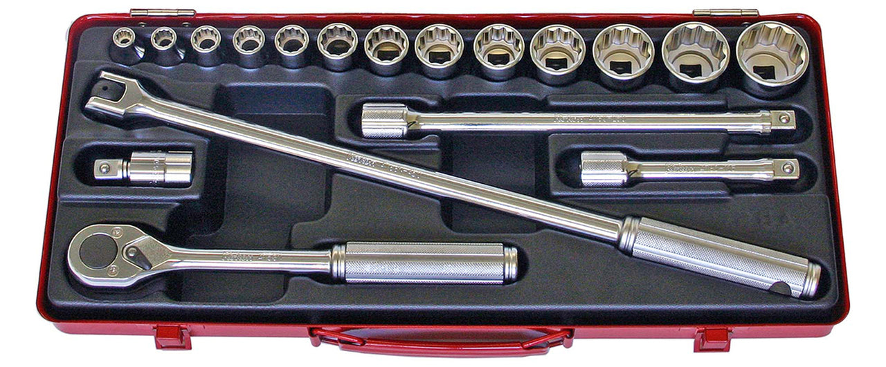 Jeu de douilles métriques 12 pans 1/2 pouce carré, 18 pièces, 8-32 mm 