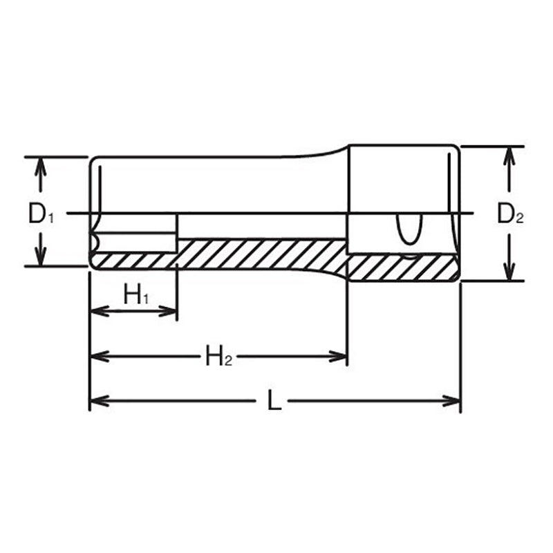 1/2 Sq. Dr. Socket  3/8 6 point Length 77mm