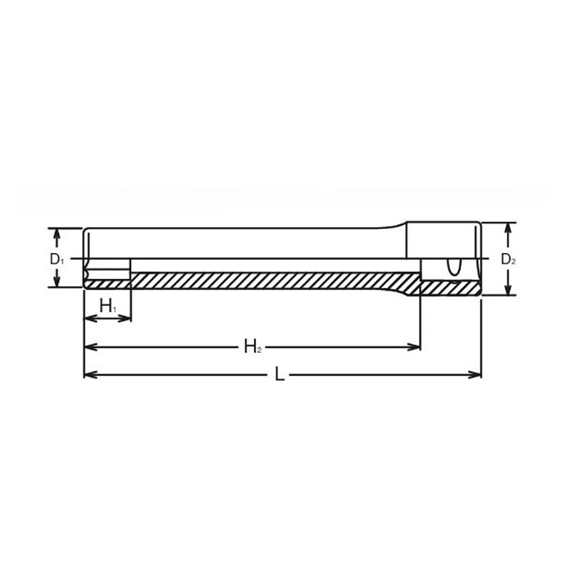 Douille extra profonde métrique 6 pans 1/2 Sq. Dr. 14 mm 