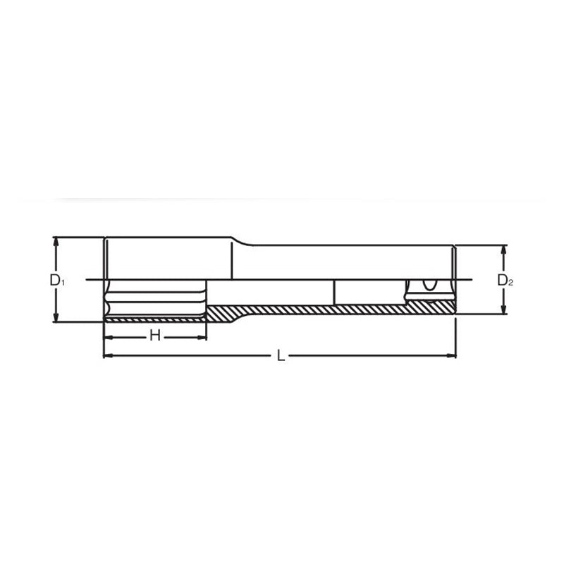 Douille pour écrou de roue 1/2 Sq. Dr. 17 mm, 6 pans, longueur 110 mm 
