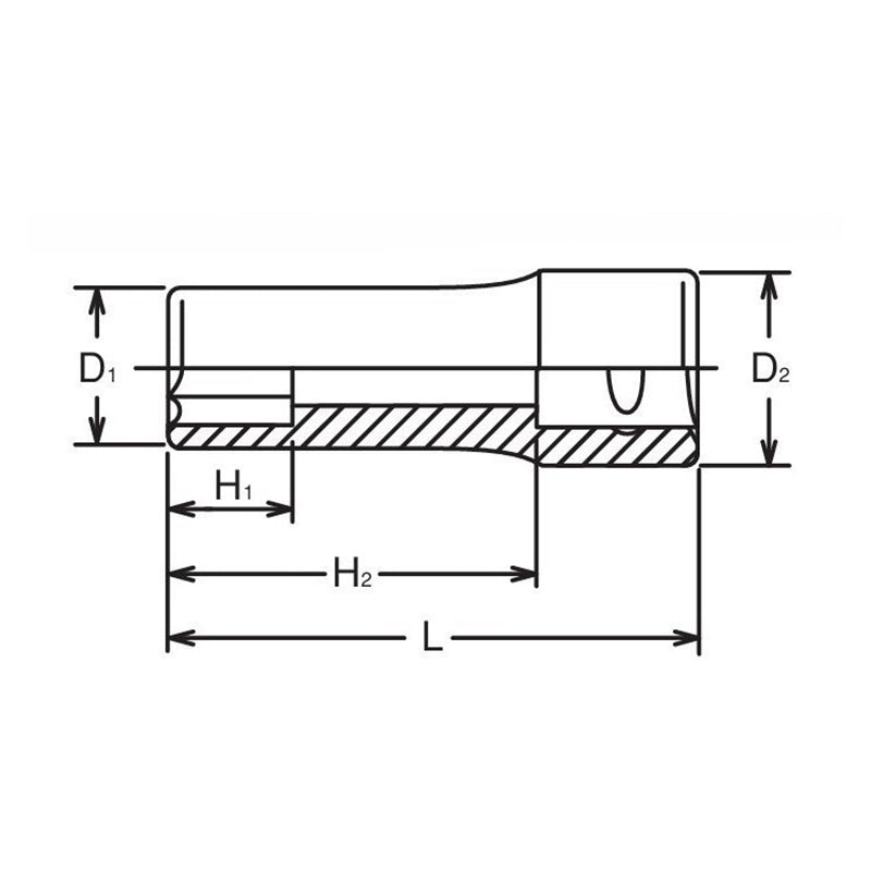 1/2 Sq. Dr. Socket  26mm 6 point Length 77mm