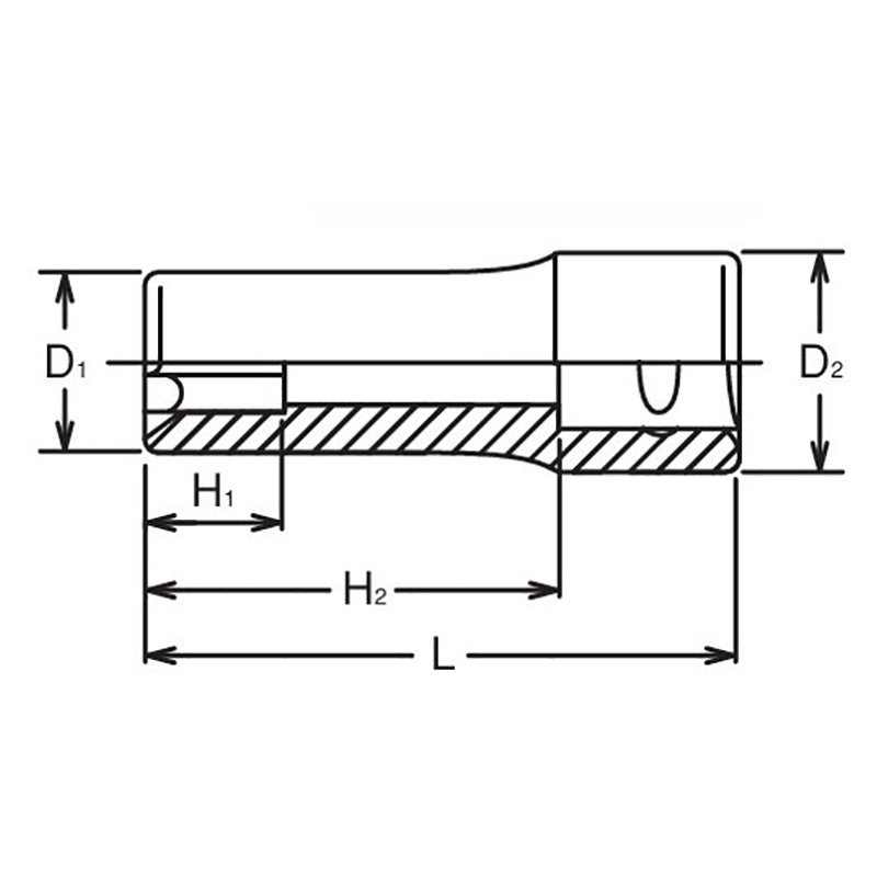 1/2 Sq. Dr. Deep TORX® E16 Socket - Length 77mm