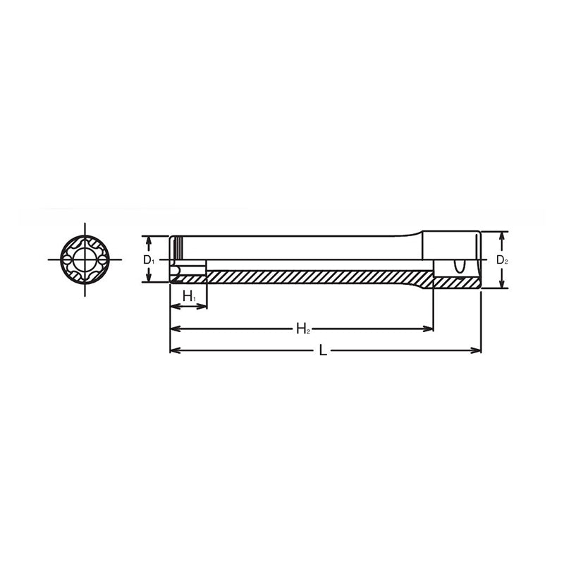 Douille TORX® E14 extra profonde 1/2" Sq. Dr.® - Longueur 140 mm