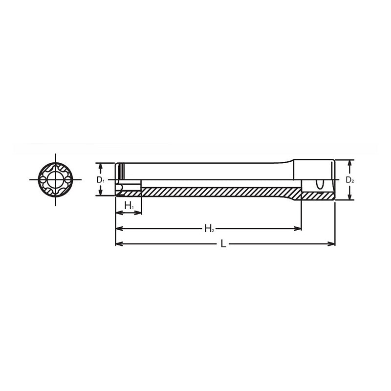 Douille TORX® E8 extra profonde NUT GRIP® 1/2 Sq. Dr. - Longueur 140 mm