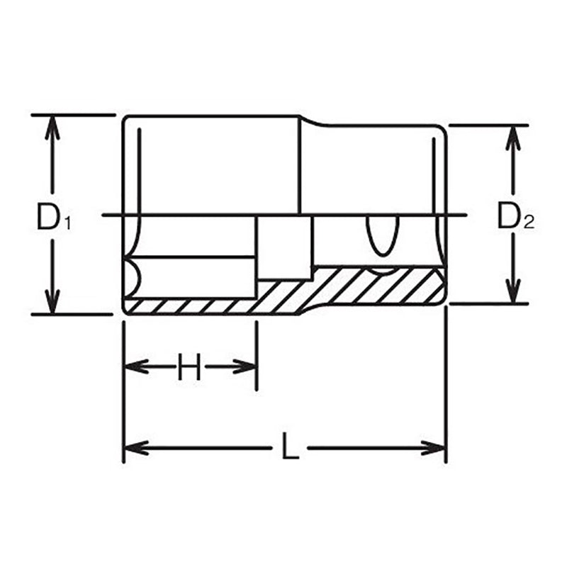 1/2 Sq. Dr. Chrome SAE 6 Point Socket  1"