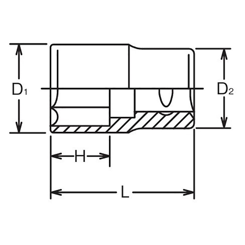 Douille métrique chromée 6 pans 1/2 Sq. Dr. 36 mm 