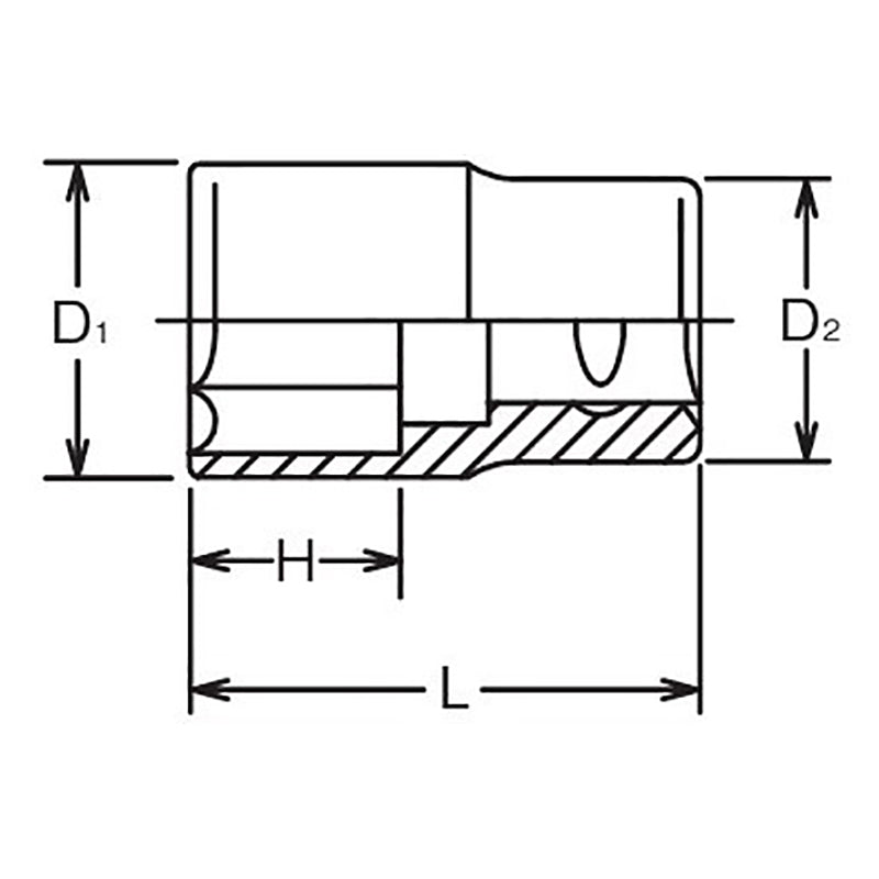 Douille Whitworth 1/2 Sq. Dr. 11/16 6 pans, longueur 46 mm 