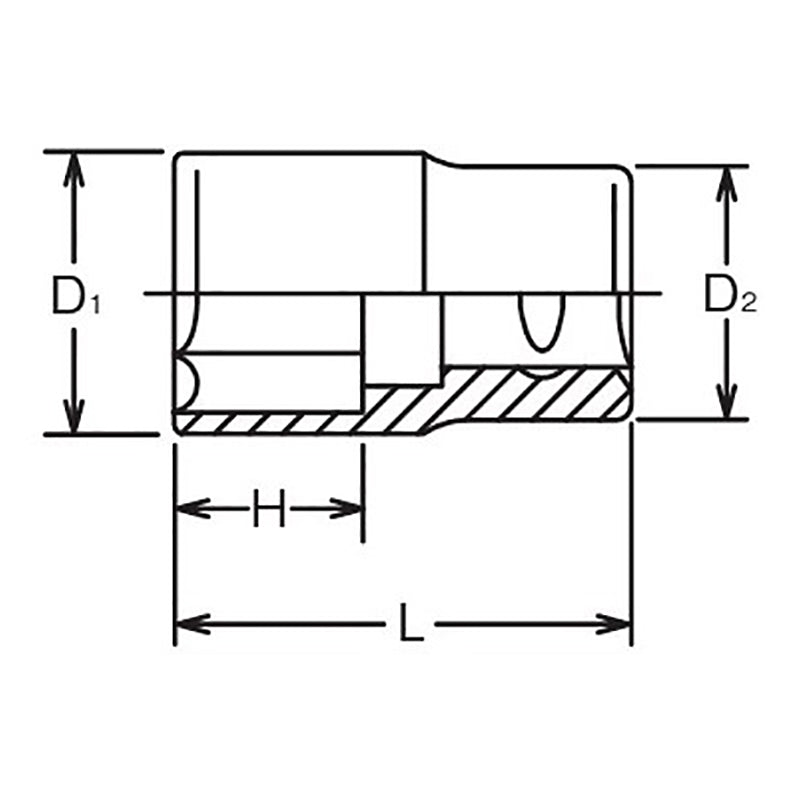 Douille Whitworth 1/2 Sq. Dr. 3/4 6 pans, longueur 47 mm 