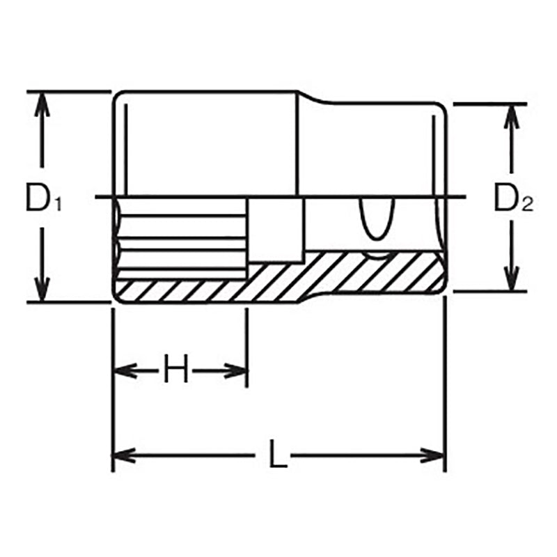 1/2 Sq. Dr. Chrome SAE 12 Point Socket  15/16"