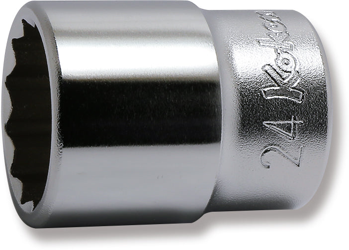 1/2 Sq. Dr. Chrome Metric 12 Point Socket  24mm
