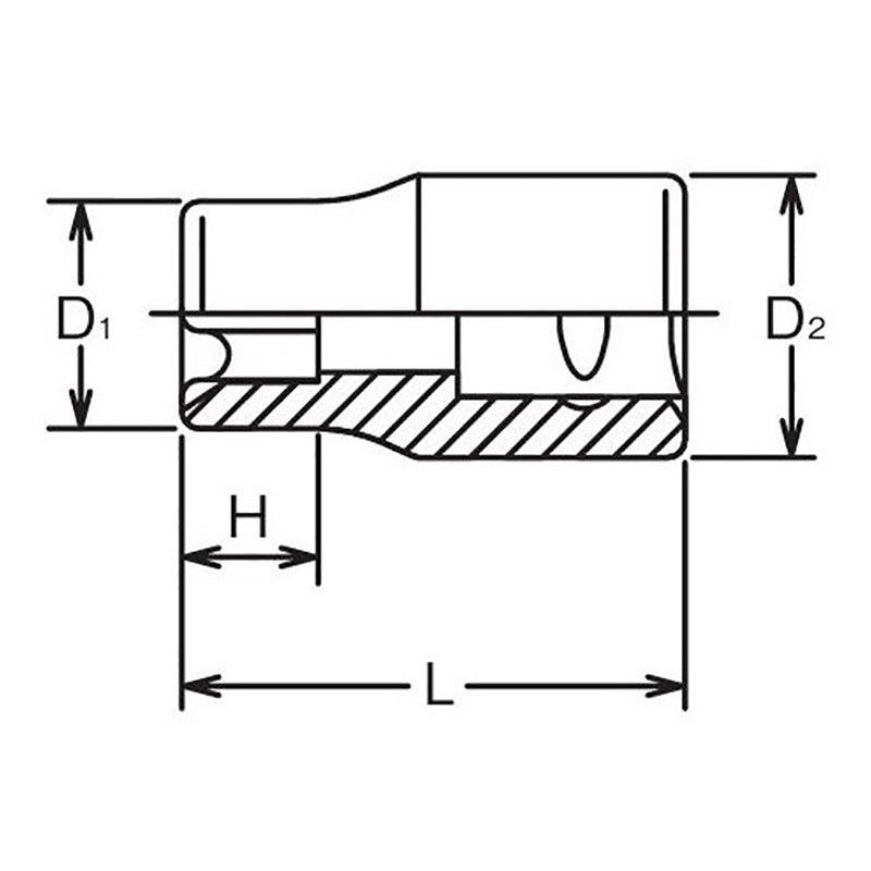 Douille TORX® E12N à profil bas, 1/2 pouce carré, longueur 37 mm 