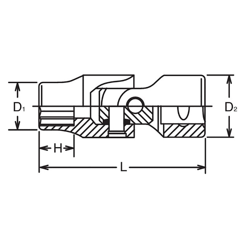 1/2 Sq. Dr. Universal Socket  19mm 12 point Length 71mm
