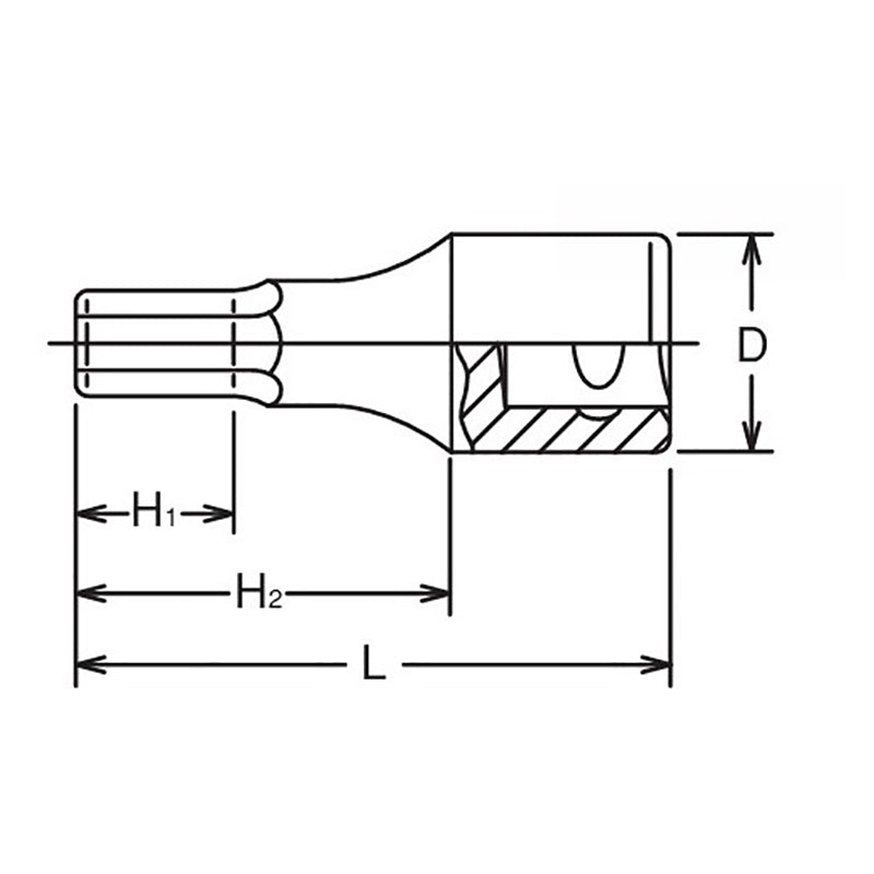 3/4 Sq. Dr. Bit Socket  12mm Hex Length 75mm