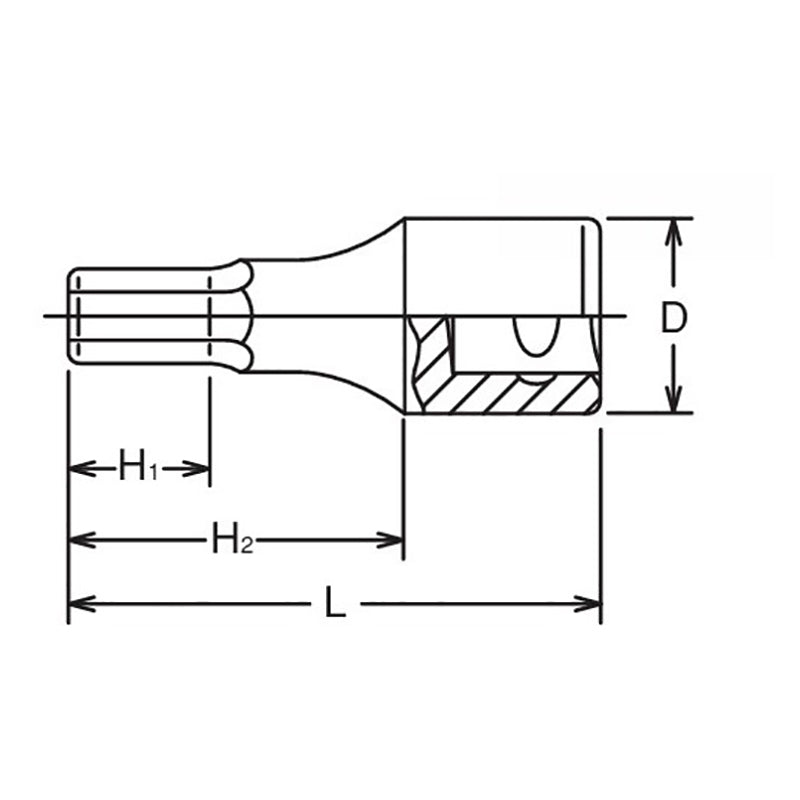 3/4 Sq. Dr. Bit Socket  14mm Hex Length 75mm
