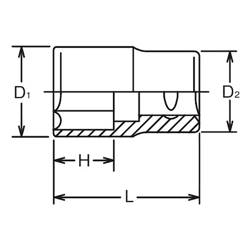 Douille carrée 3/4" à 6 pans, longueur 50 mm 