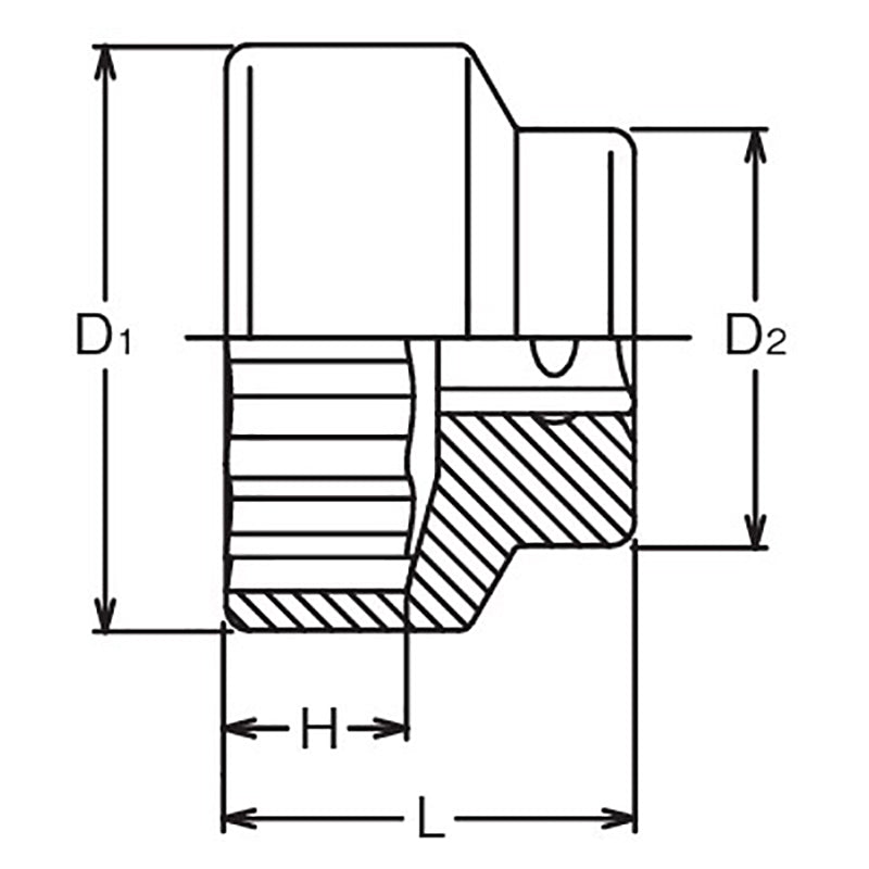 Douille carrée 3/4" (2 3/16") à 12 pans, longueur 52 mm, pour écrou de roue arrière de moto 