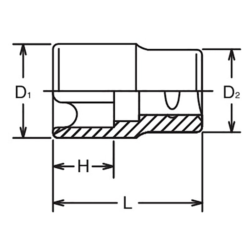 Douille TORX® E26 à corps carré 3/4" - Longueur 55 mm 