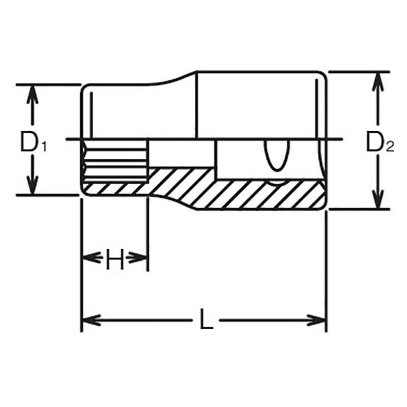 Douille carrée 1/4" 1/2" 12 pans 22 mm Aérospatiale