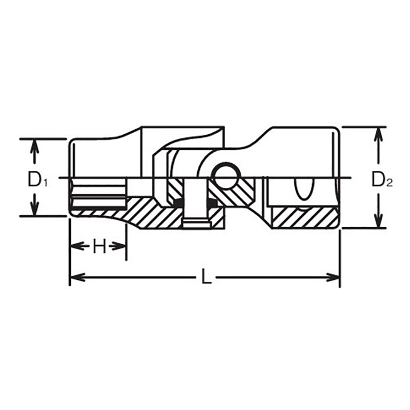 Douille universelle 1/4" Sq. Dr. 5/16" 12 pans 34,6 mm Aérospatiale 