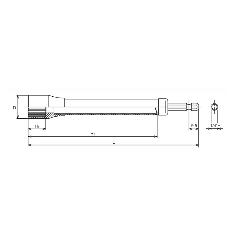 1/4 Hex Dr. Long Socket  17mm 12 point 500mm