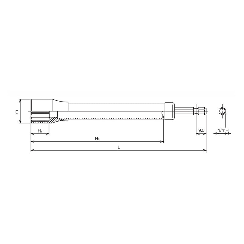 1/4 Hex Dr. Long Socket  17mm 12 point 700mm