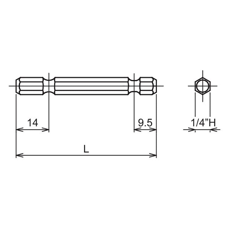 1/4 Hex Dr. Bit   1/4" For BD042E 60mm