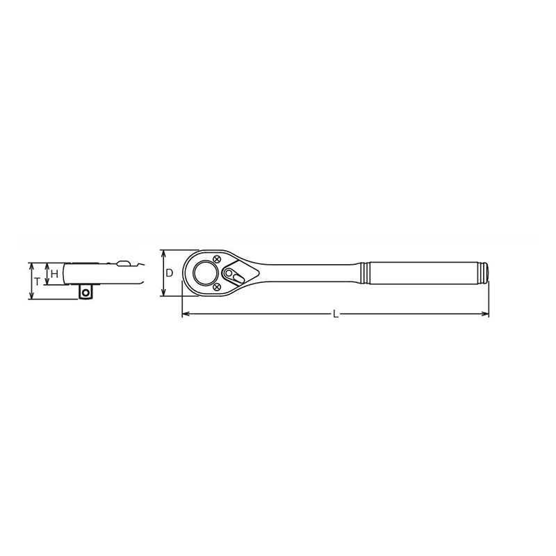 1/2 Sq. Dr. Ratchet Handle  24 teeth  250mm  Plastic Handle