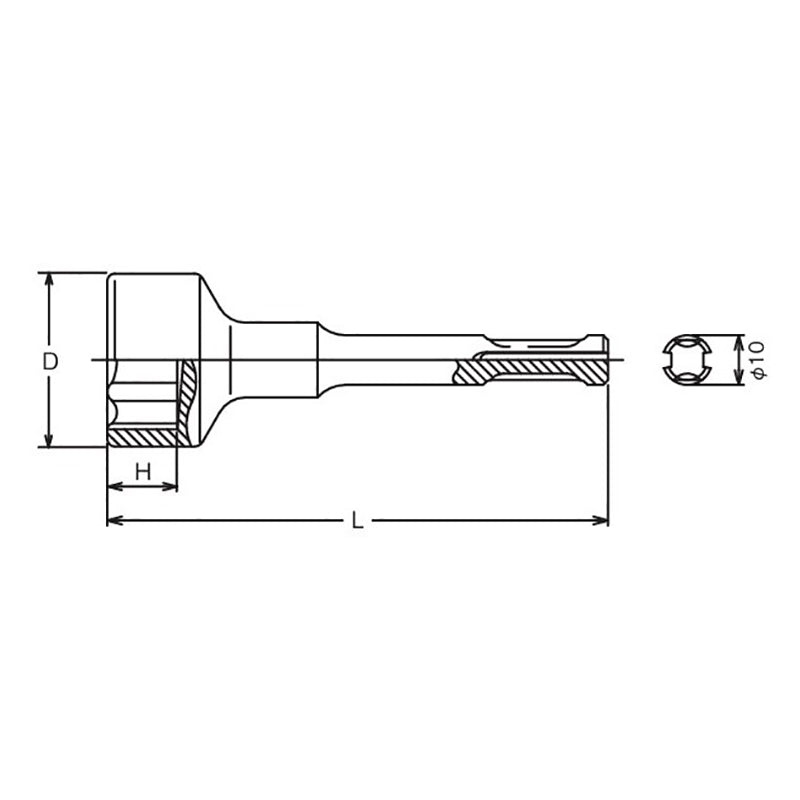 Hammer Drill Shank    24mm 6 point 100mm For Construction site
