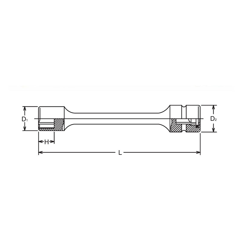 16mm 3/8 Sq. Dr. 6 point Sleeve Drive Extension Socket, 200mm Long