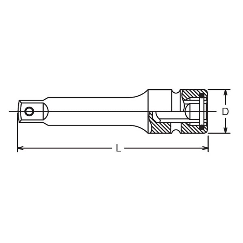 Rallonge pour douille à impact 3/8" Sq. Dr. - Type à goupille - Longueur : 150 mm 