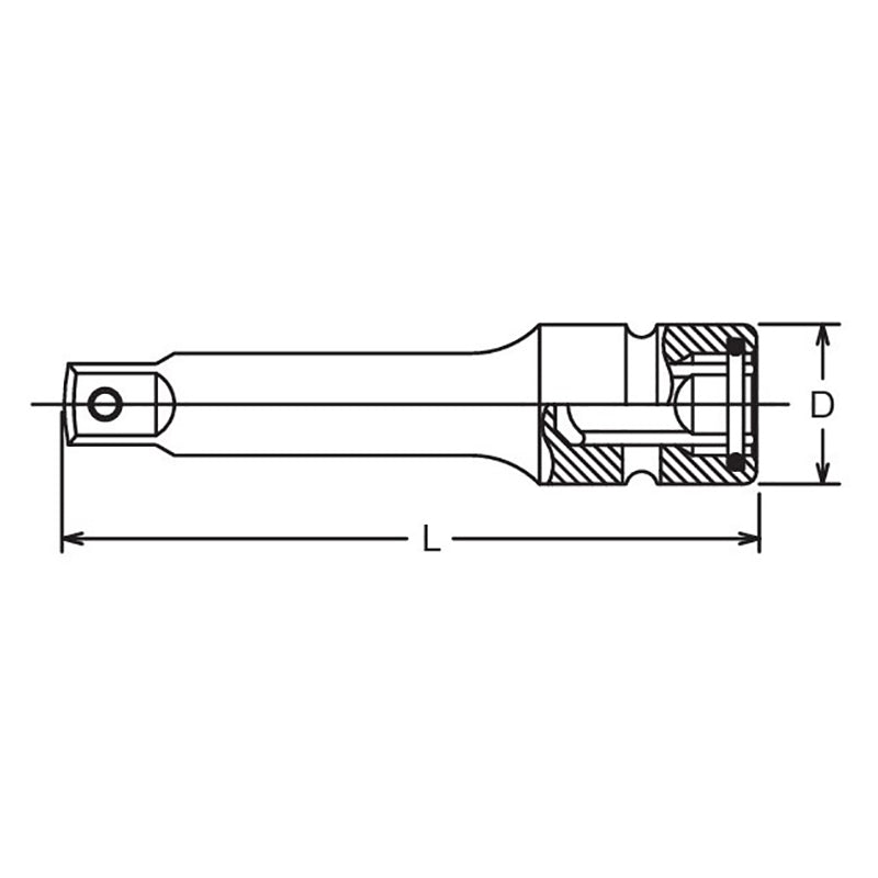 Rallonge pour douille à impact 3/8" Sq. Dr. - Type à goupille - Longueur : 75 mm 