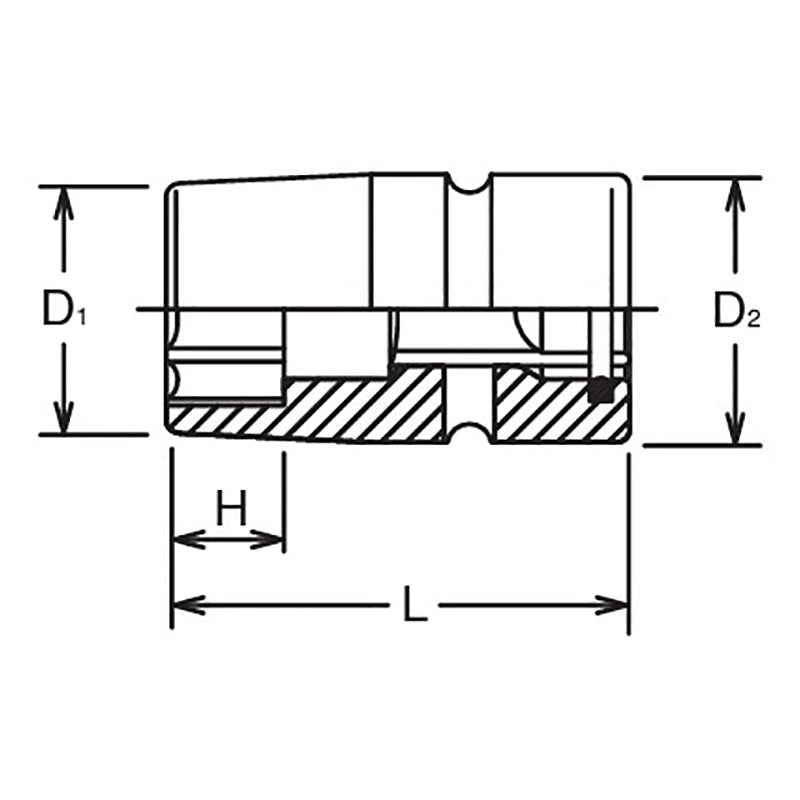Douille à impact 6 pans 16 mm 1/2" Sq. Dr. 