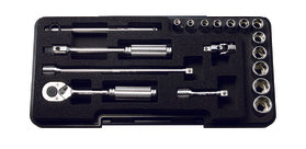 Jeu de douilles métriques 6 pans 1/4" (18 pièces, 4-13 mm) 