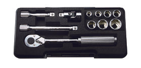 Jeu de douilles métriques 6 pans 3/8" (11 pièces) de 8 à 19 mm 