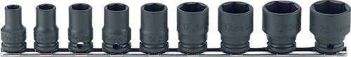3/8 Sq. Dr. Socket set  8-22mm 6 point  Thin walled 9 pieces