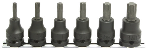 Jeu de douilles à embouts TORX® T30-T60 de 1/2 pouce carré, longueur 60 mm, 6 pièces 