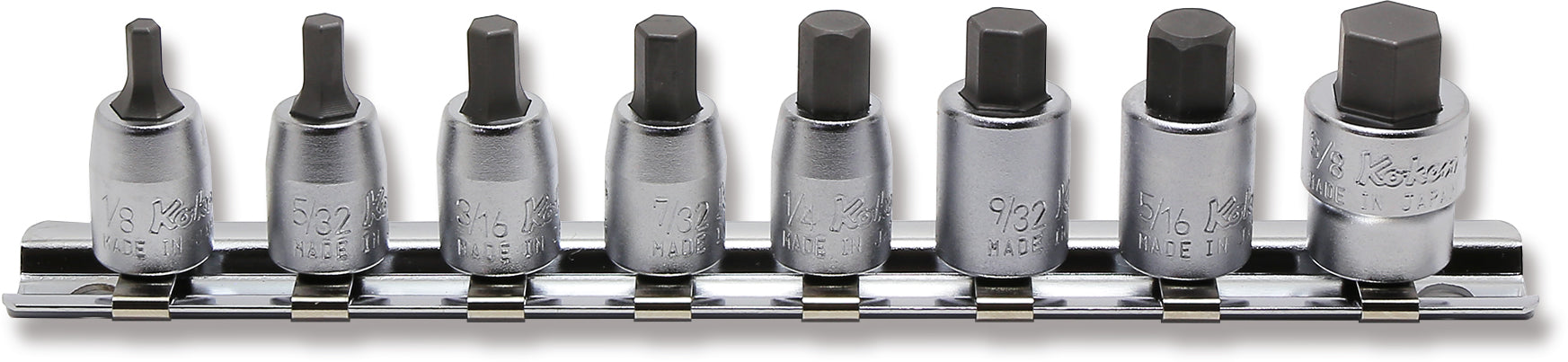 1/4 Sq. Dr. Socket set  1/8-3/8 Hex Length 25mm  8 pieces