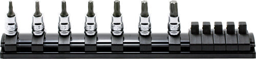 Jeu de 7 douilles TORX® série Z, diamètre 1/4", longueur 50 mm (T10-T40). 