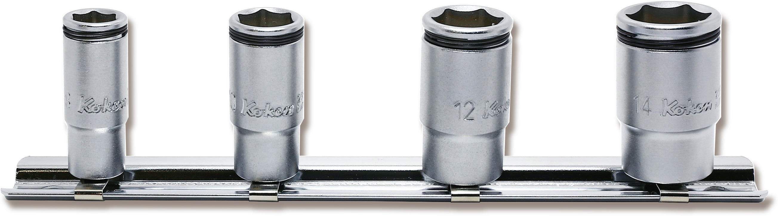 Jeu de douilles carrées 1/4" (8-14 mm) avec pince pour écrous (4 pièces)