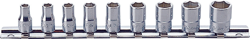 Jeu de 9 douilles carrées 6 pans SAE 1/4" (3/16-1/2") 