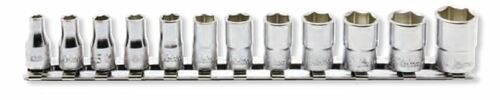 Jeu de 12 douilles carrées 1/4" à 12 pans (4-14 mm) 