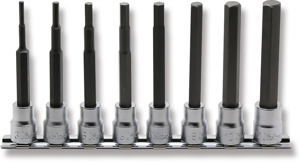 8 Piece 3/8 Sq. Dr. 100mm Hex Bit Socket set  3-12mm