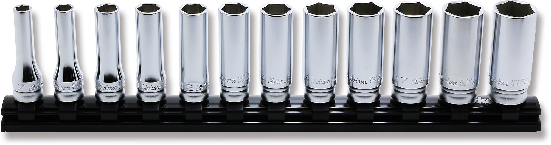 3/8 Sq. Dr. Socket set  7-19mm 6 point 300mm Z-series 12 pieces