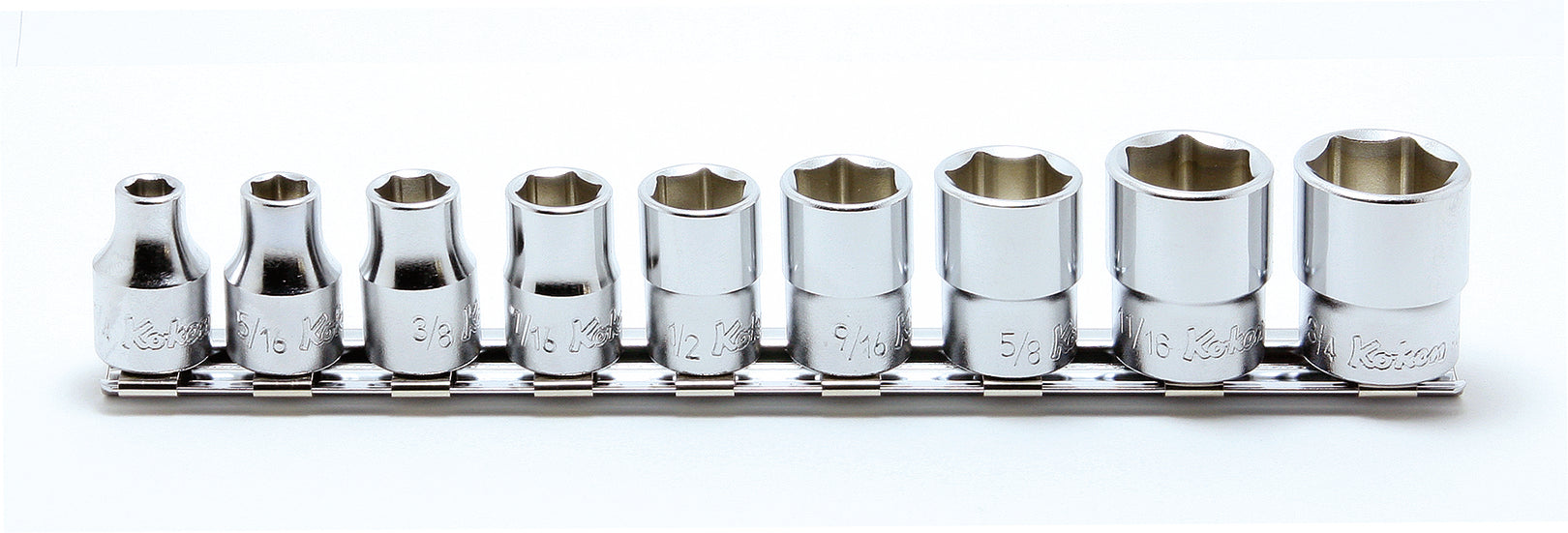 Jeu de douilles carrées 3/8" (1/4"-3/4") 12 pans 200 mm, 9 pièces 