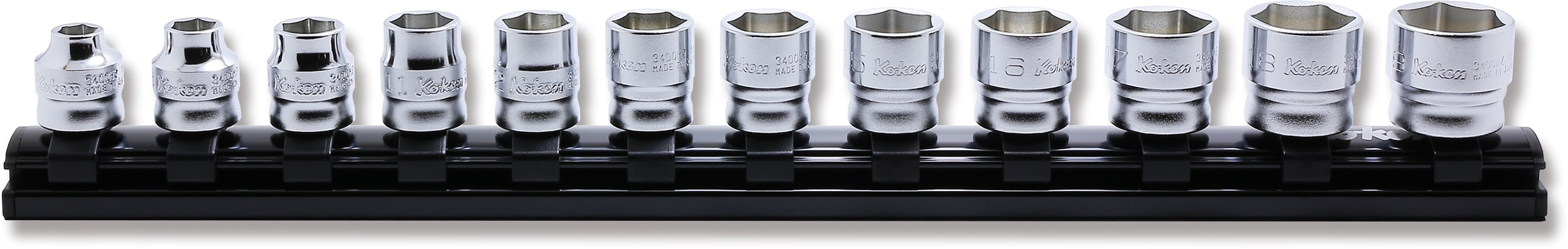 Coffret de douilles carrées 3/8" 7-19 mm 6 pans 300 mm série Z, 12 pièces