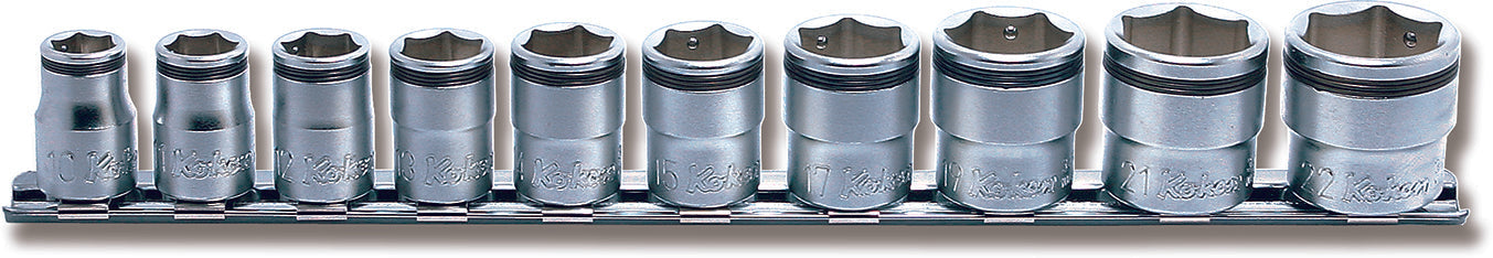 Jeu de douilles carrées 3/8" (10-22 mm) avec pince à écrous de 250 mm (10 pièces) 